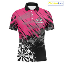 Load image into Gallery viewer, Pink Black Grunge Dart Shirts For Men Custom Dart Jersey With Pocket Option TDM6381