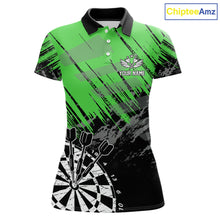 Load image into Gallery viewer, Green Black Grunge Dart Shirts For Women Custom Dart Jersey With Pocket Option TDM6382