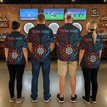 Load image into Gallery viewer, Blue And Red Custom Dragon Fire Darts Shirts For Women, Darts League Team Jersey Polo &amp; Quarter Zip TDM6576