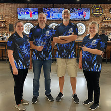 Load image into Gallery viewer, Personalized Blue Flame Lightning Icy Darts Shirt For Women, Darts Team Jersey Polo &amp; Quarter Zip TDM6578