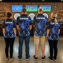 Load image into Gallery viewer, Personalized Blue Flame Lightning Icy Darts Shirt For Women, Darts Team Jersey Polo &amp; Quarter Zip TDM6578