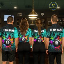 Load image into Gallery viewer, Colorful 8 Ball Pool Billiard Jersey For Women Custom Billiard Team Shirts Polo &amp; 1/4 Zip | Turquoise TDM6581