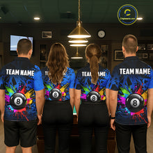 Load image into Gallery viewer, Colorful 8 Ball Pool Billiard Jersey For Women Custom Billiard Team Shirts Polo &amp; Quarter Zip | Blue TDM6582
