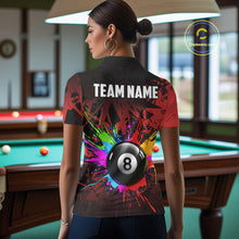 Load image into Gallery viewer, Colorful 8 Ball Pool Billiard Jersey For Women Custom Billiard Team Shirts Polo &amp; Quarter Zip | Red TDM6583