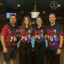 Load image into Gallery viewer, Colorful 8 Ball Pool Billiard Jersey For Women Custom Billiard Team Shirts Polo &amp; Quarter Zip | Red TDM6583