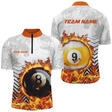 Load image into Gallery viewer, Personalized 8 Ball &amp; 9 Ball Fire Flame Smoke Billiard Shirts For Men, Billiard Apparel For Team TDM2083