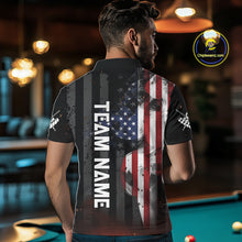 Load image into Gallery viewer, Personalized American Flag 8 Ball Billiard Shirt For Men, Patriotic Pool Team Jersey Polo, 1/4 Zip TDM4844
