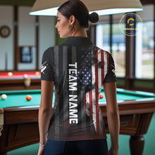 Load image into Gallery viewer, Personalized American Flag 8 Ball Billiard Shirt For Women, Patriotic Pool Team Jersey Polo, 1/4 Zip TDM4844
