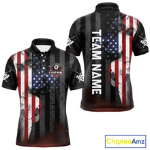 Load image into Gallery viewer, Personalized American Flag 8 Ball Billiard Shirt For Men, Patriotic Pool Team Jersey Polo, 1/4 Zip TDM4844