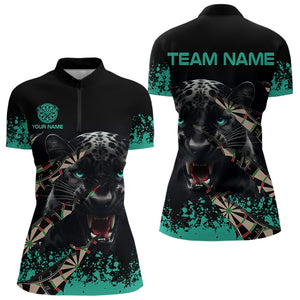 Teal Grunge Panther Dart Shirt With Pocket Option For Women Custom Dart Jersey TDM3620