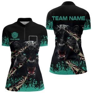 Teal Grunge Panther Dart Shirt With Pocket Option For Women Custom Dart Jersey TDM3620