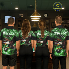 Load image into Gallery viewer, Green Flaming Eagle 8 Ball Billiard Shirt For Women Custom US Flag Pool Team Jersey Polo &amp; 1/ 4 Zip TDM6153