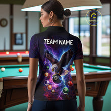 Load image into Gallery viewer, Custom Colorful Lightning Eagle Billiard Shirt For Women, 8 Ball Pool Team Jersey Polo &amp; 1/4 Zip TDM6157