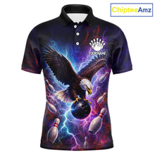 Load image into Gallery viewer, Custom Colorful Thunder Lightning Eagle Bowling Shirt For Men, Bowling Team Jersey Polo &amp; 1/4 Zip TDM6158