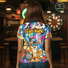 Load image into Gallery viewer, Funny Cat Colorful Graffiti Darts Shirt For Women Custom Darts Team Jersey Polo &amp; 1/4 Zip TDM6393