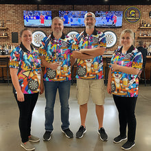 Load image into Gallery viewer, Funny Cat Colorful Graffiti Darts Shirt For Men Custom Darts Team Jersey Polo &amp; 1/4 Zip TDM6393