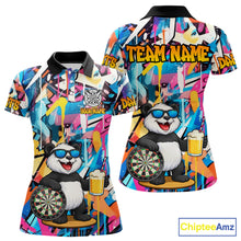 Load image into Gallery viewer, Funny Panda Colorful Graffiti Darts Shirt For Women Custom Darts Team Jersey Polo &amp; 1/4 Zip TDM6394