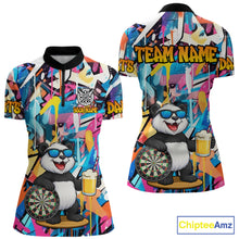 Load image into Gallery viewer, Funny Panda Colorful Graffiti Darts Shirt For Women Custom Darts Team Jersey Polo &amp; 1/4 Zip TDM6394