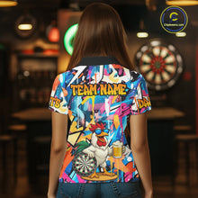Load image into Gallery viewer, Funny Rooster Colorful Graffiti Darts Shirt For Women Custom Darts Team Jersey Polo &amp; 1/4 Zip TDM6395