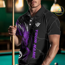 Load image into Gallery viewer, Custom Men&#39;s Dragon Billiard Shirt – Black And Purple 8 Ball Pool Team Jersey Polo &amp; Quarter Zip TDM4065