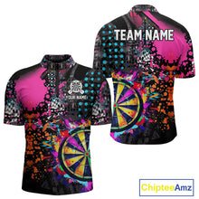 Load image into Gallery viewer, Personalized Colorful Grunge Funny Darts Shirt For Men Custom Darts Jersey Team Polo &amp; 1/4 Zip TDM5068