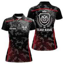 Load image into Gallery viewer, Black And Red Camo Dart Shirt With Pocket Option For Women Custom Darts Jersey TDM3787