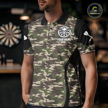 Load image into Gallery viewer, Personalized Green Camo Skull Darts Shirt For Men Custom Darts League Jersey Team Polo &amp; 1/4 Zip TDM6402