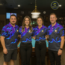 Load image into Gallery viewer, Personalized Blue Purple 9 Ball Pool Billiards Shirts For Women, Billiard Team Jersey Polo &amp; 1/4 Zip TDM6403