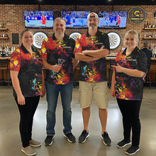 Load image into Gallery viewer, Personalized Dartboard Colorful Paint Custom Black Darts Shirts For Women, Grunge Style Darts Jerseys TDM1894