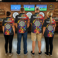 Load image into Gallery viewer, Personalized Dartboard Colorful Paint Custom Black Darts Shirts For Women, Grunge Style Darts Jerseys TDM1894