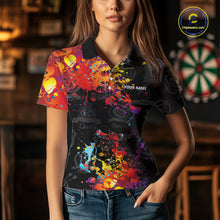 Load image into Gallery viewer, Personalized Dartboard Colorful Paint Custom Black Darts Shirts For Women, Grunge Style Darts Jerseys TDM1894