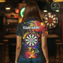 Load image into Gallery viewer, Personalized Dartboard Colorful Paint Custom Black Darts Shirts For Women, Grunge Style Darts Jerseys TDM1894