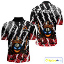 Load image into Gallery viewer, Funny 8 Ball Pool Crown Billiard Shirt For Men Custom Billiard Jersey Team Polo &amp; 1/4 Zip |Red TDM5081
