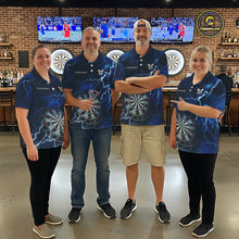Load image into Gallery viewer, Custom Lightning Blue Darts Shirt With Pocket Option For Men, Darts Jersey TDM5551