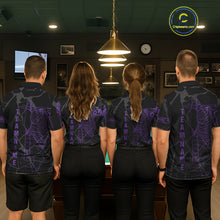 Load image into Gallery viewer, Black And Purple Funny Skeleton Billiard Polo &amp; 1/4 Zip For Men Custom Billiard Pool Team Jersey TDM5798