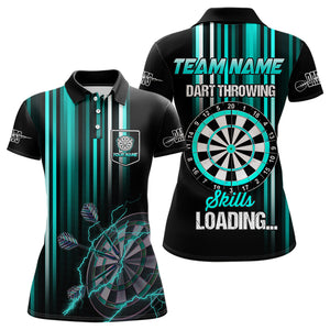 Turquoise Throwing Skills Loading Custom Dart Shirt For Women, Pocket Option TDM3789