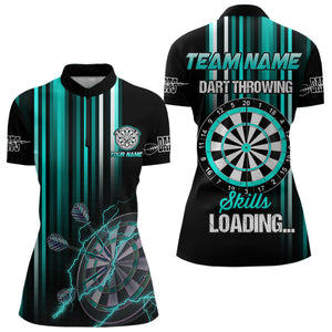 Turquoise Throwing Skills Loading Custom Dart Shirt For Women, Pocket Option TDM3789