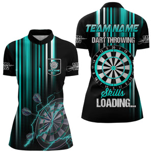 Turquoise Throwing Skills Loading Custom Dart Shirt For Women, Pocket Option TDM3789