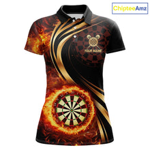 Load image into Gallery viewer, Personalized Fire Flame Darts Shirt For Women Custom Golden Darts Team Jersey Polo &amp; 1/4 Zip TDM6174