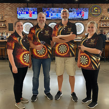 Load image into Gallery viewer, Personalized Fire Flame Darts Shirt For Women Custom Golden Darts Team Jersey Polo &amp; 1/4 Zip TDM6174