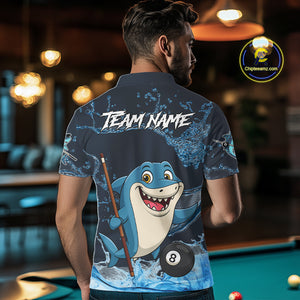 Blue Funny Shark 8 Ball Pool Billiard Shirt For Men Custom Billiard Team Jersey Polo & 1/4 Zip TDM4871