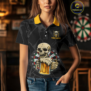 Funny Darts And Beer Aim For Fun Drink For Cheer Custom Skull Dart Shirt For Women, Dart Team Jersey TDM4878