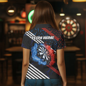 Personalized Blue And Red Darts Line And Dotted Design Dart Shirts For Women Lightning Dart Jerseys TDM3649