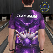 Load image into Gallery viewer, Custom Eagle Thunder Lightning Purple Bowling Shirt For Men, Bowling Team Jersey Polo &amp; 1/4 Zip TDM6188