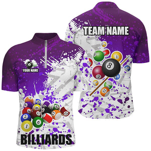 Personalized Purple Billiard Balls Paint Splash Men Billiard Shirts, 3D Billiard Jerseys Attire TDM1693