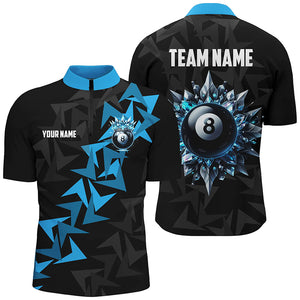 Personalized Funny Blue 8 Ball Pool Ice Custom Men Billiard Shirts, Unique Billiard Jerseys Attire TDM1904