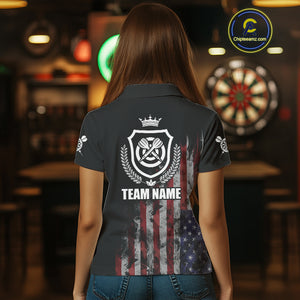 Customized American Flag Smoke Darts Shirt For Women, Patriotic Darts Jersey Team Polo & 1/4 Zip TDM4887