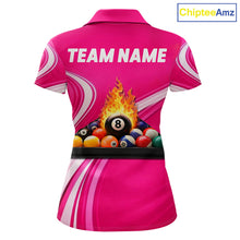 Load image into Gallery viewer, Personalized Pink Billiard Jersey For Women Custom Flame 8 Ball Pool Billiard Shirt Polo &amp; 1/4 Zip TDM5814