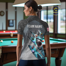 Load image into Gallery viewer, Personalized Funny Shark Billiard Shirt For Women, 8 Ball Pool Team Jersey Polo &amp; 1/4 Zip Shirt TDM6202