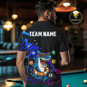 Funny Shark Pool Balls Men's Billiard Shirts Custom Billiard Jerseys, Billiard Team Shirts TDM4076